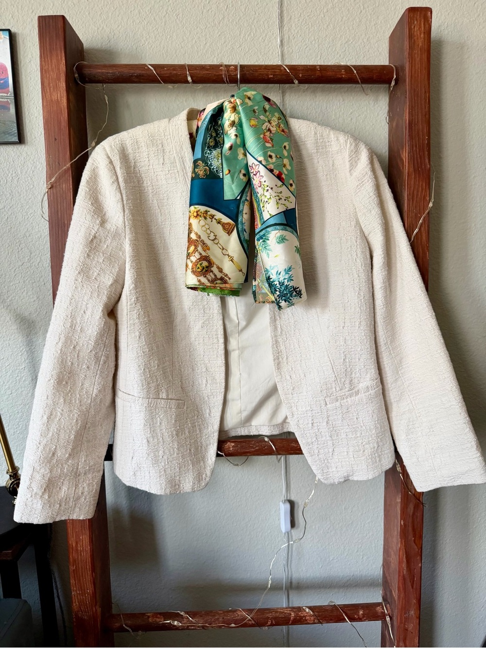 LOFT - Classic Cream Women's Bouclé Jacket - Elegant Open Front